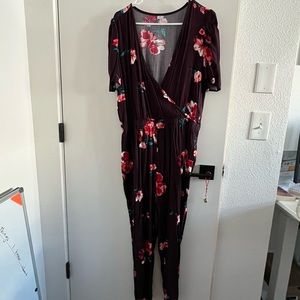 Womens Maroon Floral jumpsuit